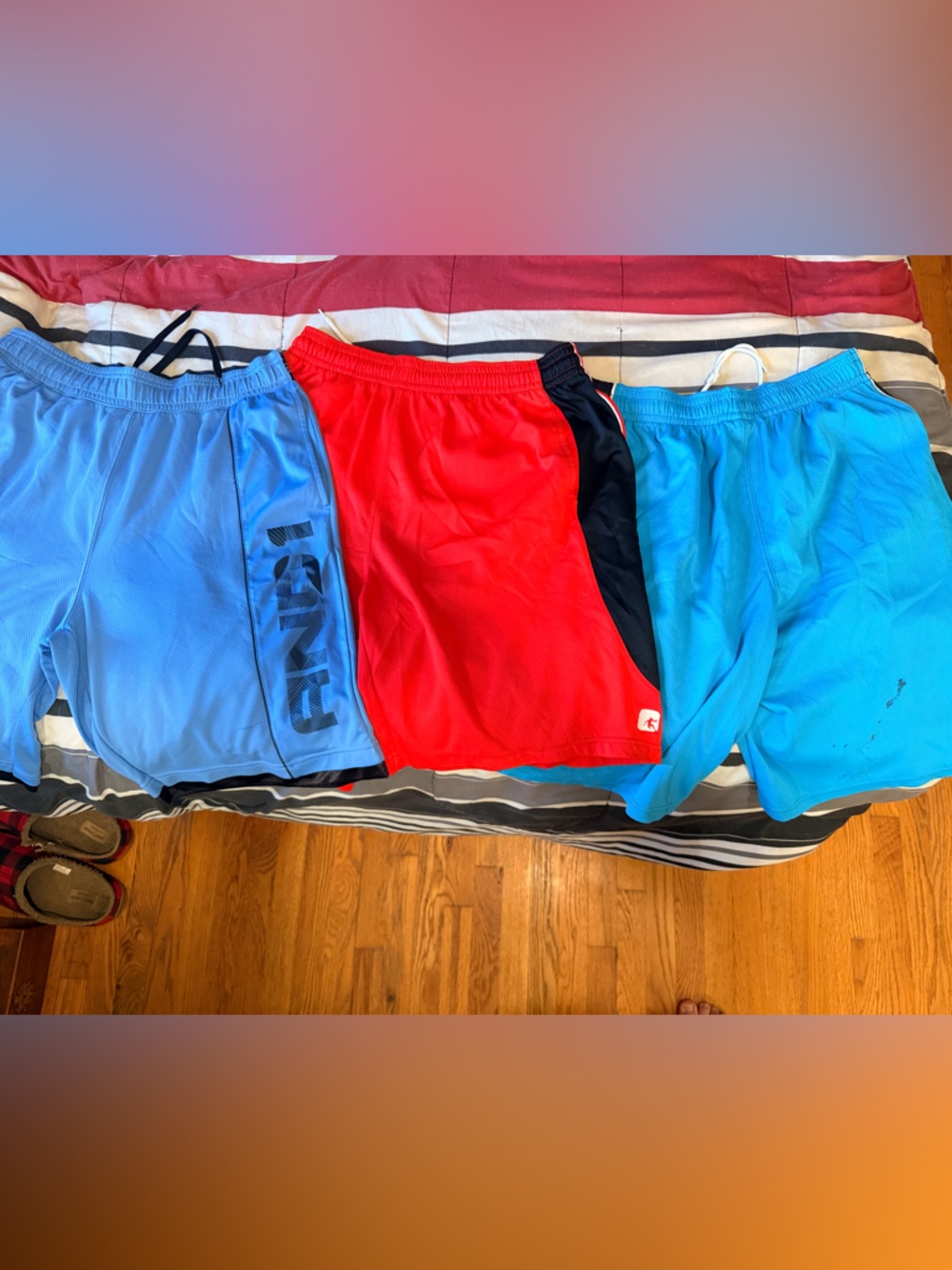 AND1 Men’s Athletic Shorts - Light Blue/Red/Teal Multi-Pack set of 3